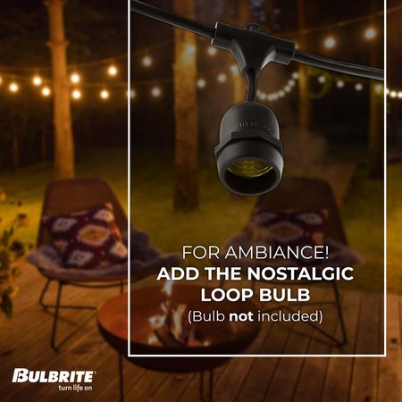 Bulbrite Outdoor/Indoor 30 ft. Plug-in Black String Light with E26 Base 12 Sockets-Bulbs Not Included 812300